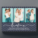 Home Family Sayings Modern Typography Three Photo Plaque<br><div class="desc">This modern design features three of your favourite photos with the text "home - the story of who we are and a collection of all the things we love" in modern typography #photo #photogifts #gifts #gift #giftsforher #girly #family #home #birthdaygifts #holidaygifts #christmasgifts #personalizedgifts</div>