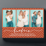 Home Family Sayings Modern Typography Three Photo Plaque<br><div class="desc">This modern design features three of your favourite photos with the text "home - the story of who we are and a collection of all the things we love" in modern typography #photo #photogifts #gifts #gift #giftsforher #girly #family #home #birthdaygifts #holidaygifts #christmasgifts #personalizedgifts</div>