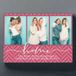 Home Family Sayings Modern Typography Three Photo Plaque<br><div class="desc">This modern design features three of your favourite photos with the text "home - the story of who we are and a collection of all the things we love" in modern typography #photo #photogifts #gifts #gift #giftsforher #girly #family #home #birthdaygifts #holidaygifts #christmasgifts #personalizedgifts</div>