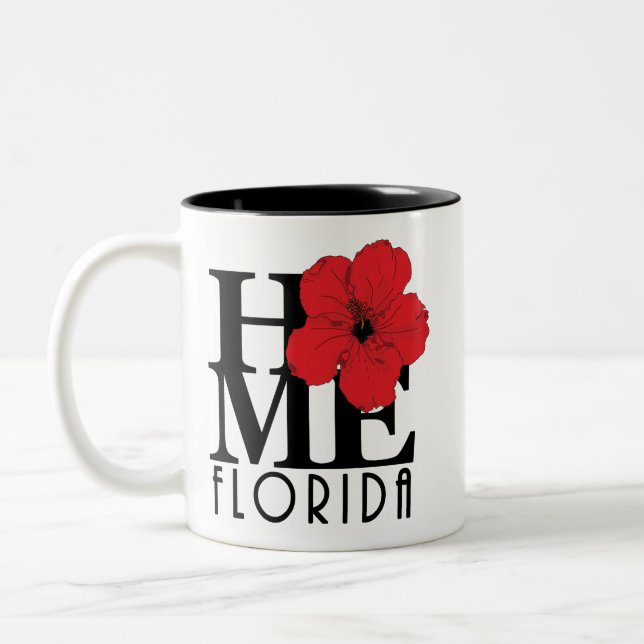 HOME Florida 11oz Red Hibiscus Two-Tone Coffee Mug (Left)
