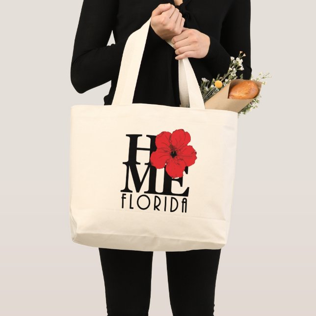 HOME Florida Red Hibiscus Large Tote Bag (Front (Product))