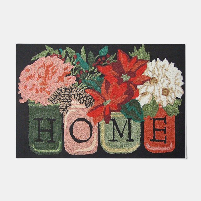  Home Flower Door Mat, Floral Welcome Mat (Front)