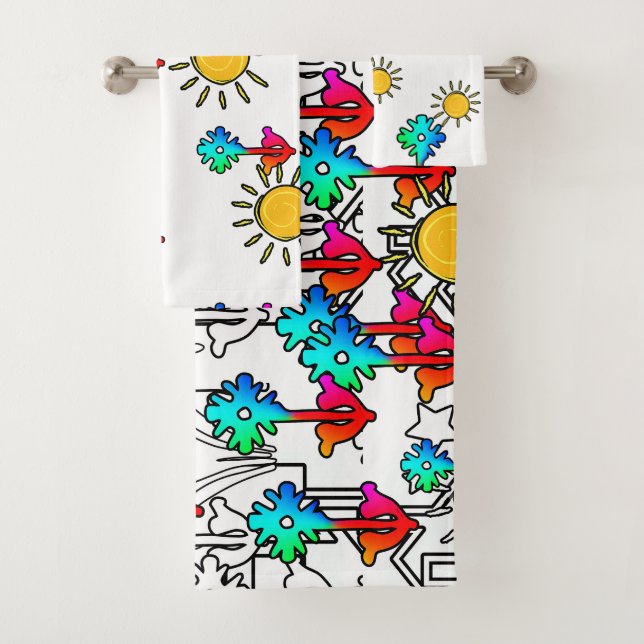 Home Flowers Sunshine Kids Gift  Bath Towel Set (Insitu)