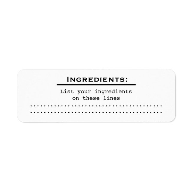 Home Food Kitchen Ingredients List Label v2 (Front)