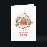Home for All the Days | Red Christmas House Holiday Card<br><div class="desc">The front of this card features a red watercolored house surrounded by a red berry wreath. The text in red reads "Home for All the Days, " a play on words: Home for the Holidays. Below the greeting is the year 2020. On the inside left there is a background with...</div>