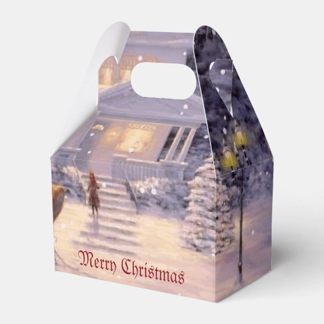 Home For Christmas Holiday Scene Favour Box (Front Side)