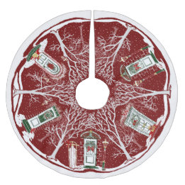 Home For Christmas | Red |Tree Skirt Brushed Polyester Tree Skirt