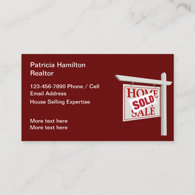 Home For Sale Real Estate Business Card (Front)