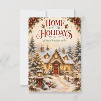 Home for the Holidays Christmas Cottage Thank You Card