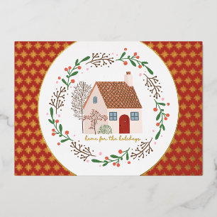 Home for the Holidays Christmas Gold Foil Holiday Card