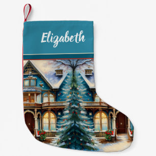Home for the Holidays Christmas Tree Dream House Small Christmas Stocking