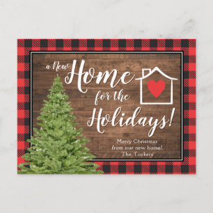 Home for the Holidays Christmas Tree Rustic Moving Postcard