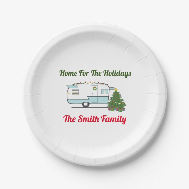 Home For The Holidays Doormat Paper Plate (Front)