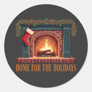 Home for the Holidays: Enjoy Christmas warmth Classic Round Sticker