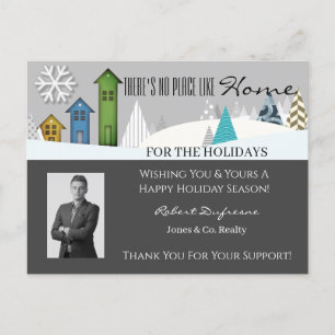 Home For The Holidays Grey Postcard