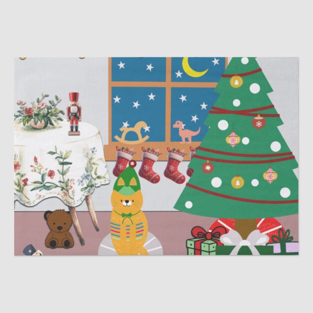 Home for the Holidays Illustration Tissue Paper (Front)