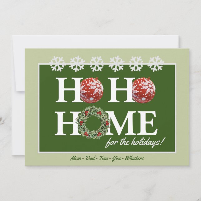 Home For The Holidays Personalised Christmas Card (Front)