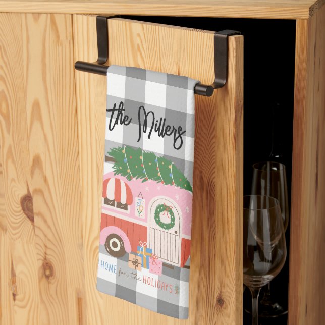 Home for the Holidays Personalised Kitchen Towel (Thirds Fold)