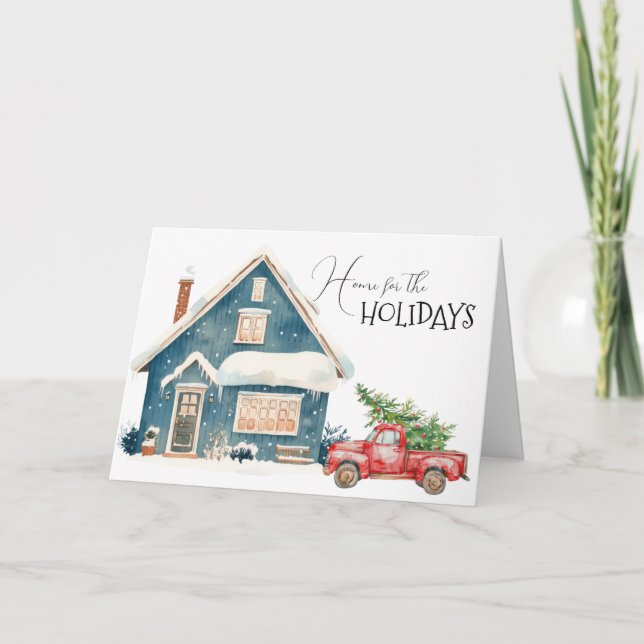 Home for the Holidays Truck with Tree Holiday Card (Front)