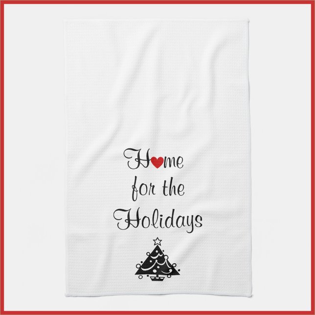 Home for the Holidays White and Red  Tea Towel (Creator Uploaded)