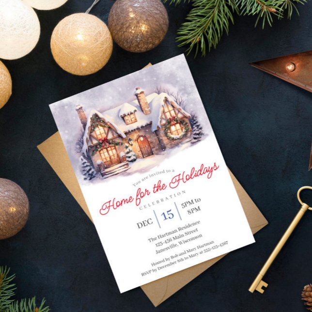 Home for the Holidays Winter House Party  Holiday Card (Creator Uploaded)