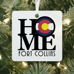 HOME Fort Collins Colorado Metal Tree Decoration