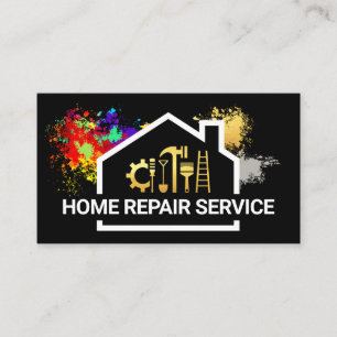 Home Frame Paint Splatter Handyman Business Card