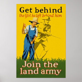 Home Front Join the Land Army WWI Propaganda Poster