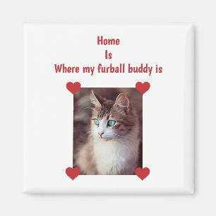 Home Furball Buddy Cat Dog Mum Upload Photo Hearts Magnet