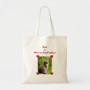 Home Furball Buddy Photo   Cat Mum   Cat in Garden Tote Bag