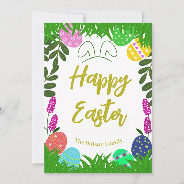 Home Garden Colourful Easter Egg  Holiday Card (Front)