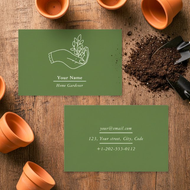 Home gardener plant business card (Home gardener plant business card.)