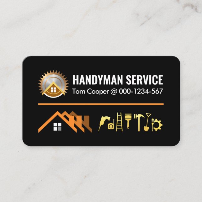 Home Gold Handyman Tools Signage Business Card (Front)