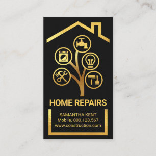 Home Gold Handyman Tools Tree Business Card