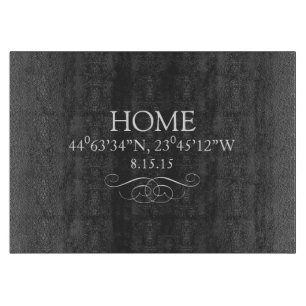 HOME GPS Coordinate Glass Cutting Board