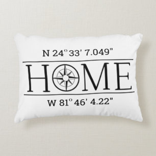 Home GPS Coordinates Accent Pillow