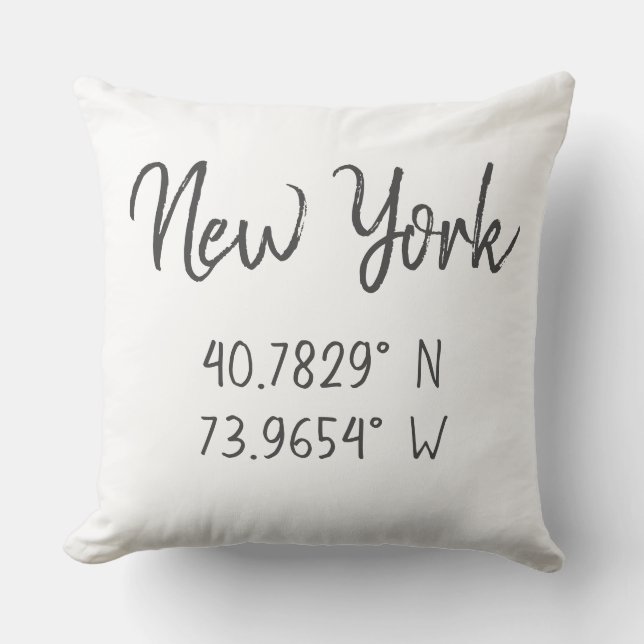 Home GPS Coordinates Longitude Latitude New York Cushion (Front)