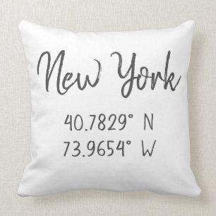 Home GPS Coordinates Longitude Latitude New York Cushion
