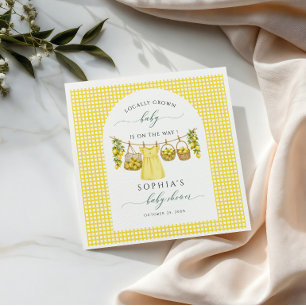 Home Grown Fresh Lemon Baby Shower Theme, Farm Napkin