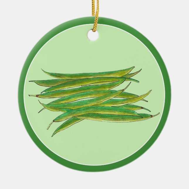 Home Grown Green Beans Vegetables Canned By  Ceramic Tree Decoration (Front)