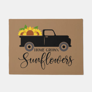 Home Grown Sunflowers Cute Truck  Doormat