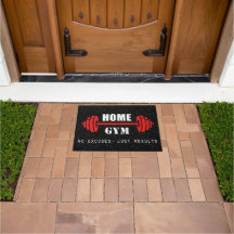 Home Gym Door mat -  Red Dunbell No Pain No Gain