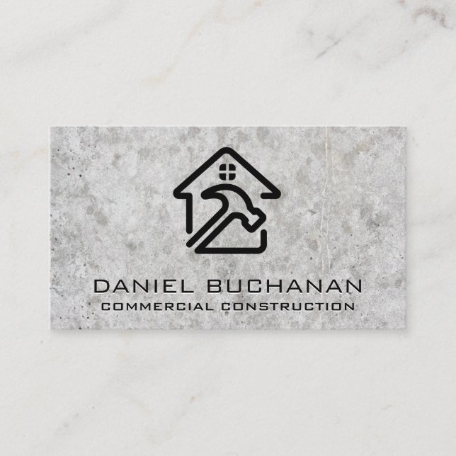 Home Hammer Logo | Concrete | Construction Business Card (Front)