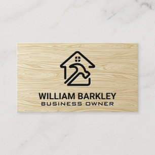Home Hammer Logo   Wood Grain Business Card