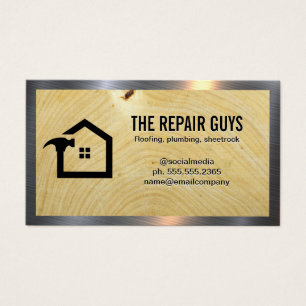 Home Hammer Logo Wood Grain Metal