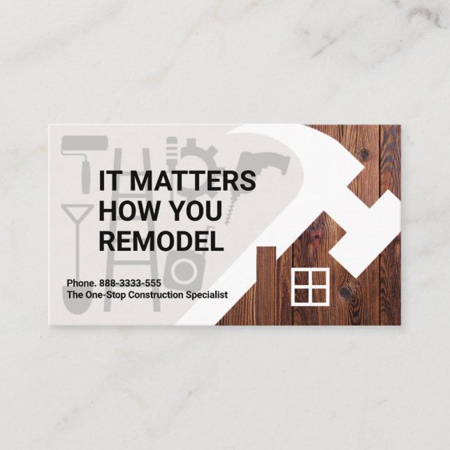 Home Hammer Silhouette Construction Tools Business Card (Front)