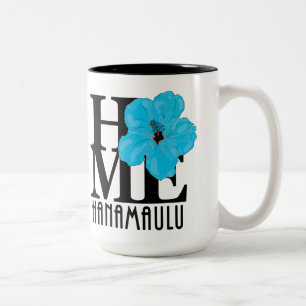HOME Hanamaulu Hawaii Blue Hibiscus 15oz Two-Tone Coffee Mug