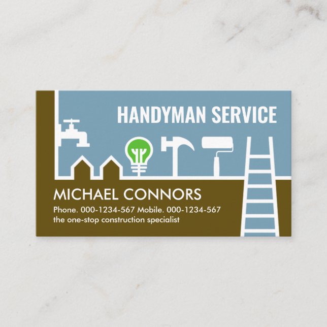 Home Handyman Building Border Business Card (Front)