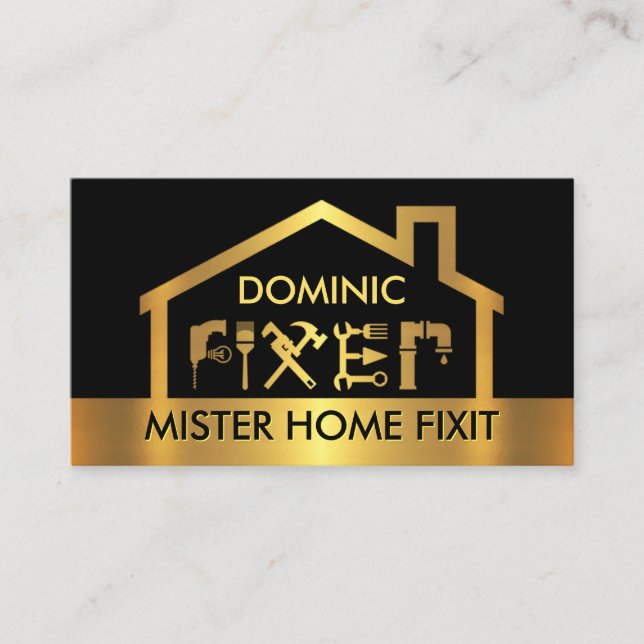 Home Handyman Tools Building Business Card (Front)