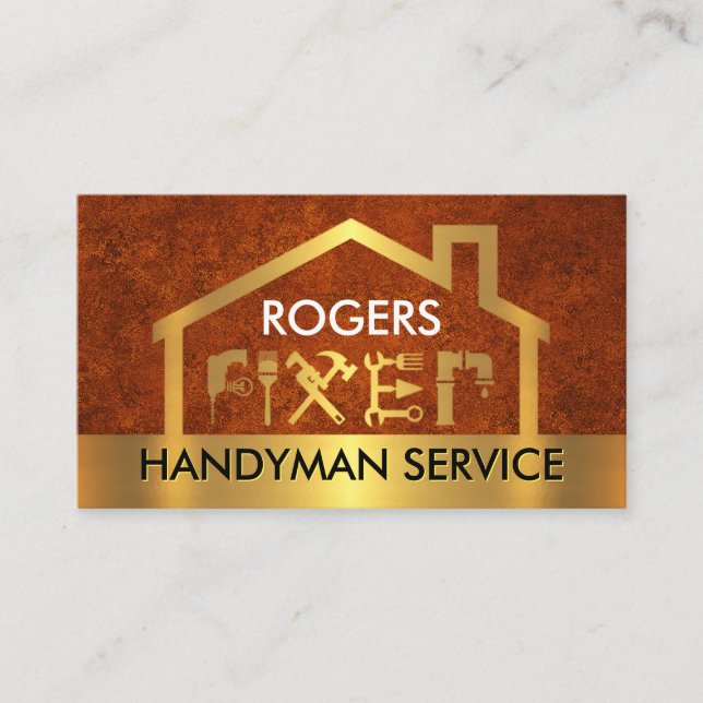 Home Handyman Tools Building Business Card (Front)